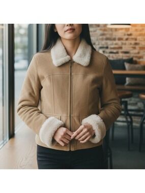 S • Maxima Wilson's Leather • Genuine leather 90s Tan Faux Fur Jacket